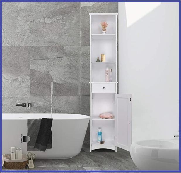 armadietto a colonna per bagno colore: bianco 7,5 x 8,5 x 22 cm mensola per il bagno salvaspazio porta carta igienica Mobile a colonna per bagno armadietto per bagno 
